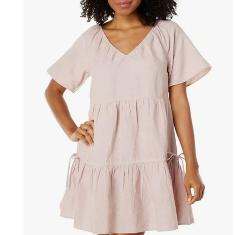 Madewell Linen-Blend Lorelei Mini Dress Short Sleeve Size Large Cottage Core